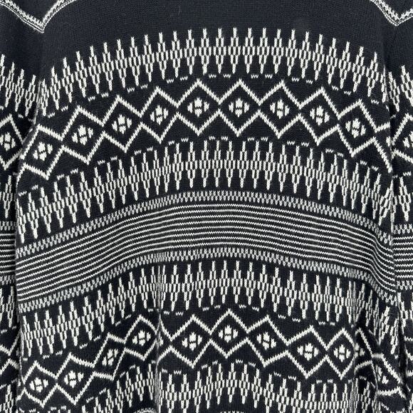 Talbots Sweater Womens Medium Black White Cardigan Shawl Collar Fair Isle Knit - Picture 9 of 10